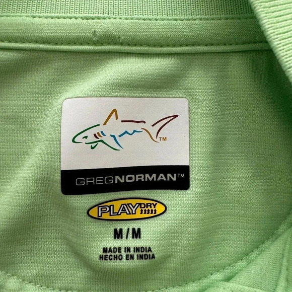 Greg Norman Shark Logo Green ripple Golf Polo Light Green Medium - Picture 4 of 8